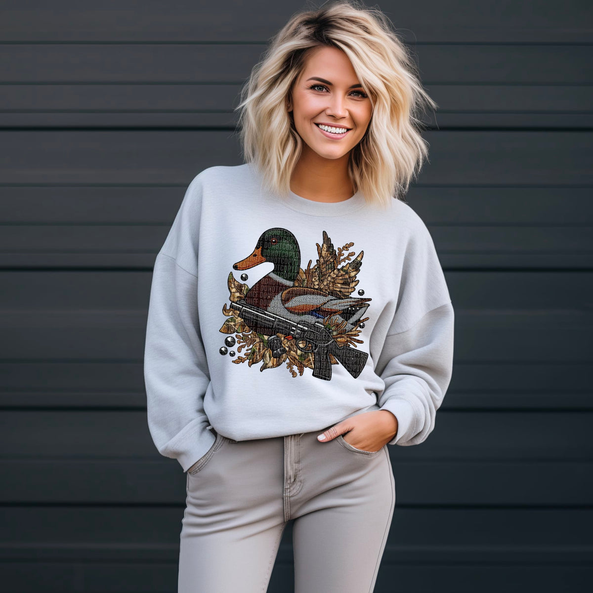 Duck with rifle 50669 DTF transfer