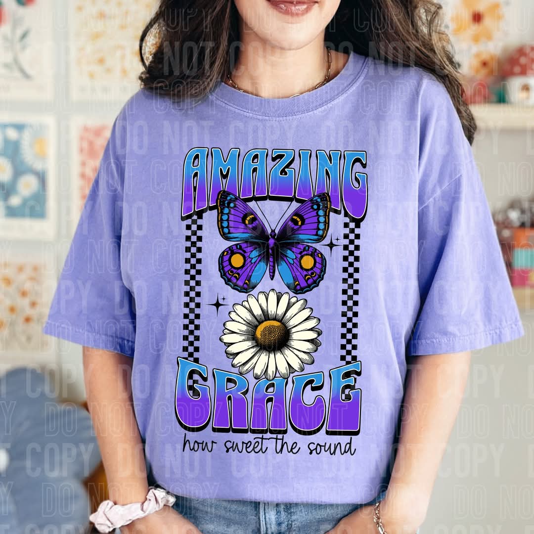 Amazing Grace how sweet the sound butterfly DTF transfer