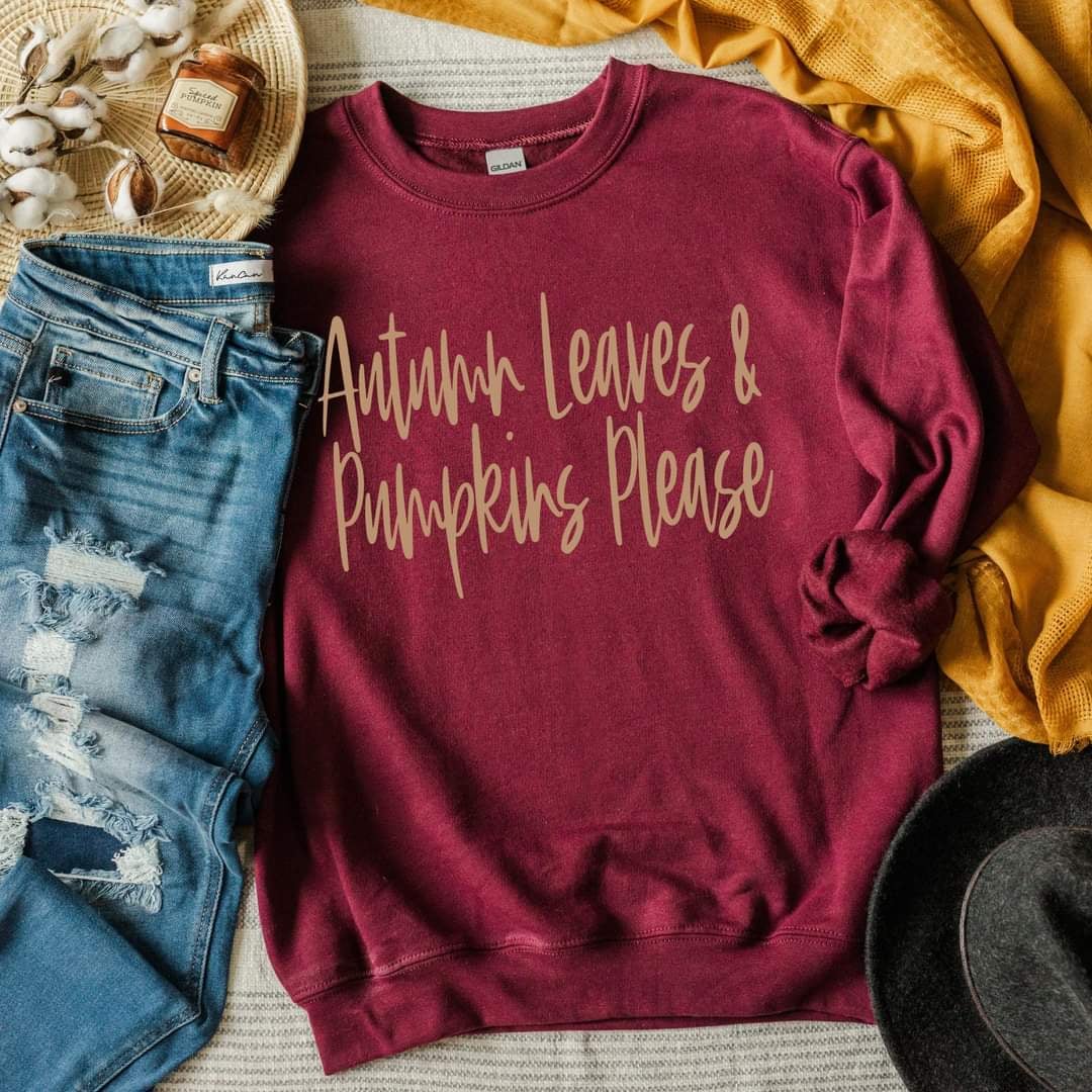 Autumn leaves & pumpkins please orange font (GROVE) 50301 DTF transfer