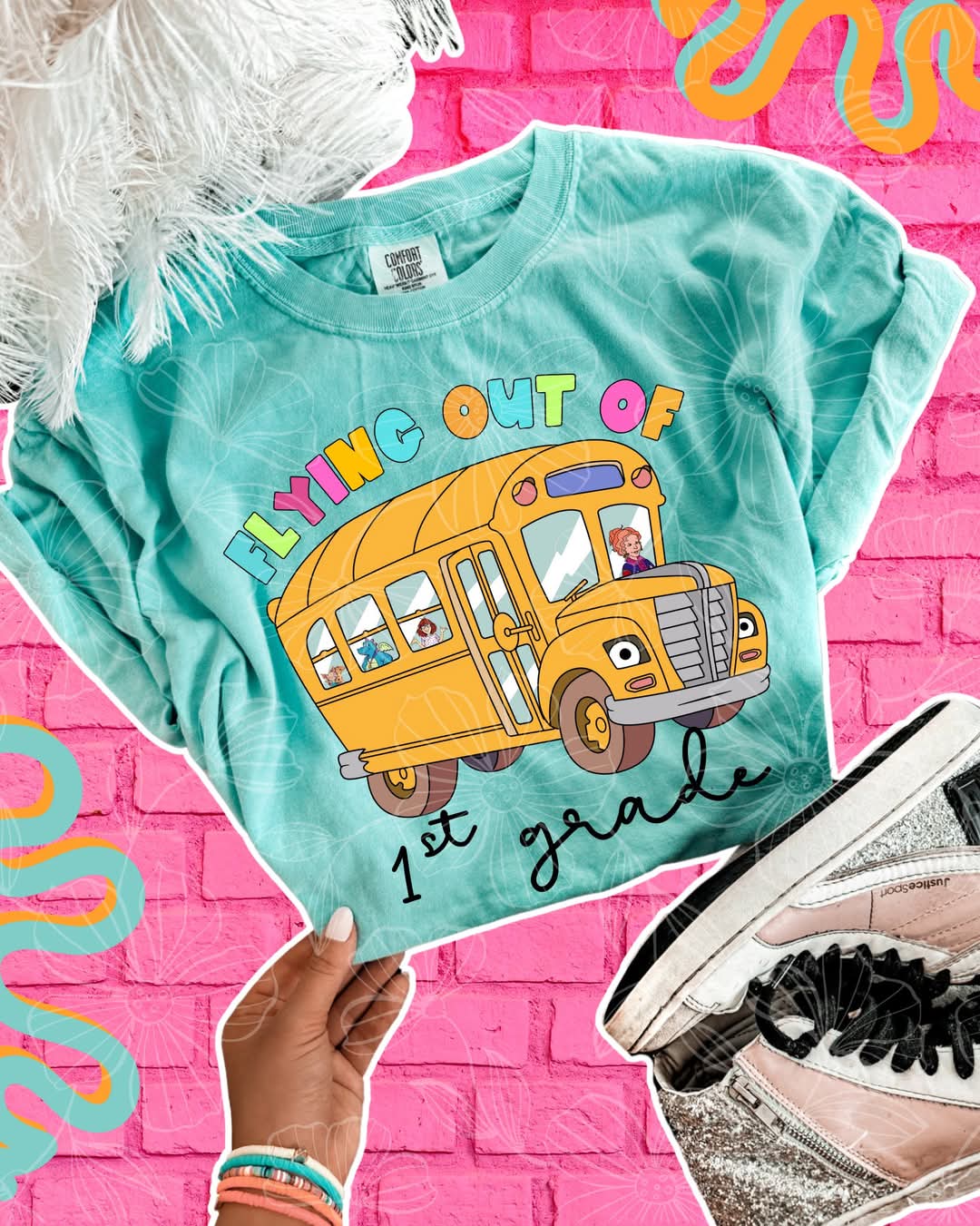 Flying out of 1st grade bus DTF transfer