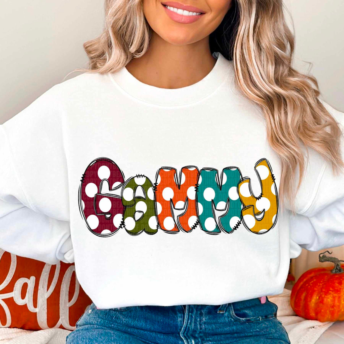 Gammy polka dots fall colors 52081 DTF transfer