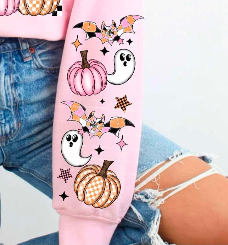 Pink and orange halloween sleeve (CSC) 50148 DTF transfer
