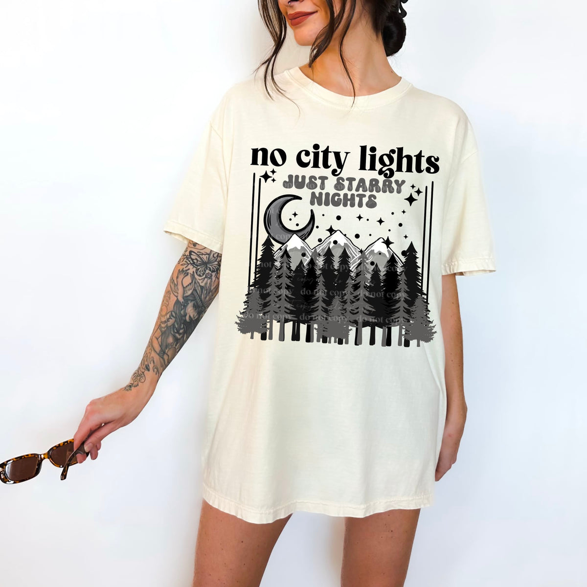 No city lights just starry nights BLACK (CSC) 50237 DTF transfer