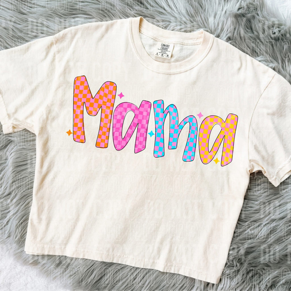 Mama colorful checkered font SBB DTF transfer