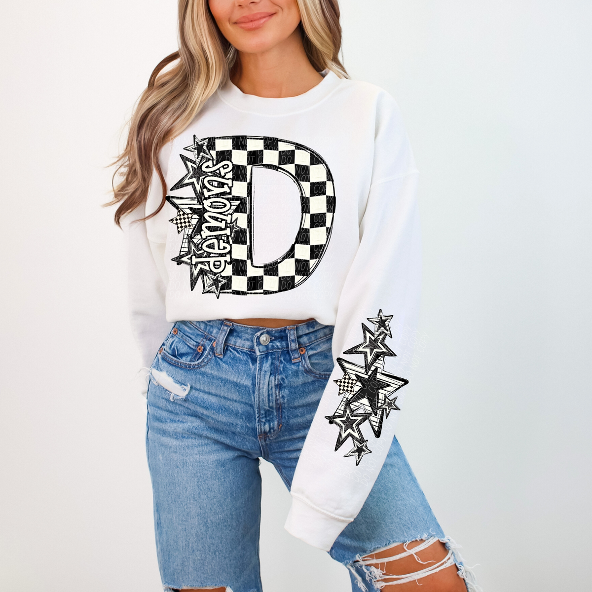 Demons black and white  checkered star city DTF transfer