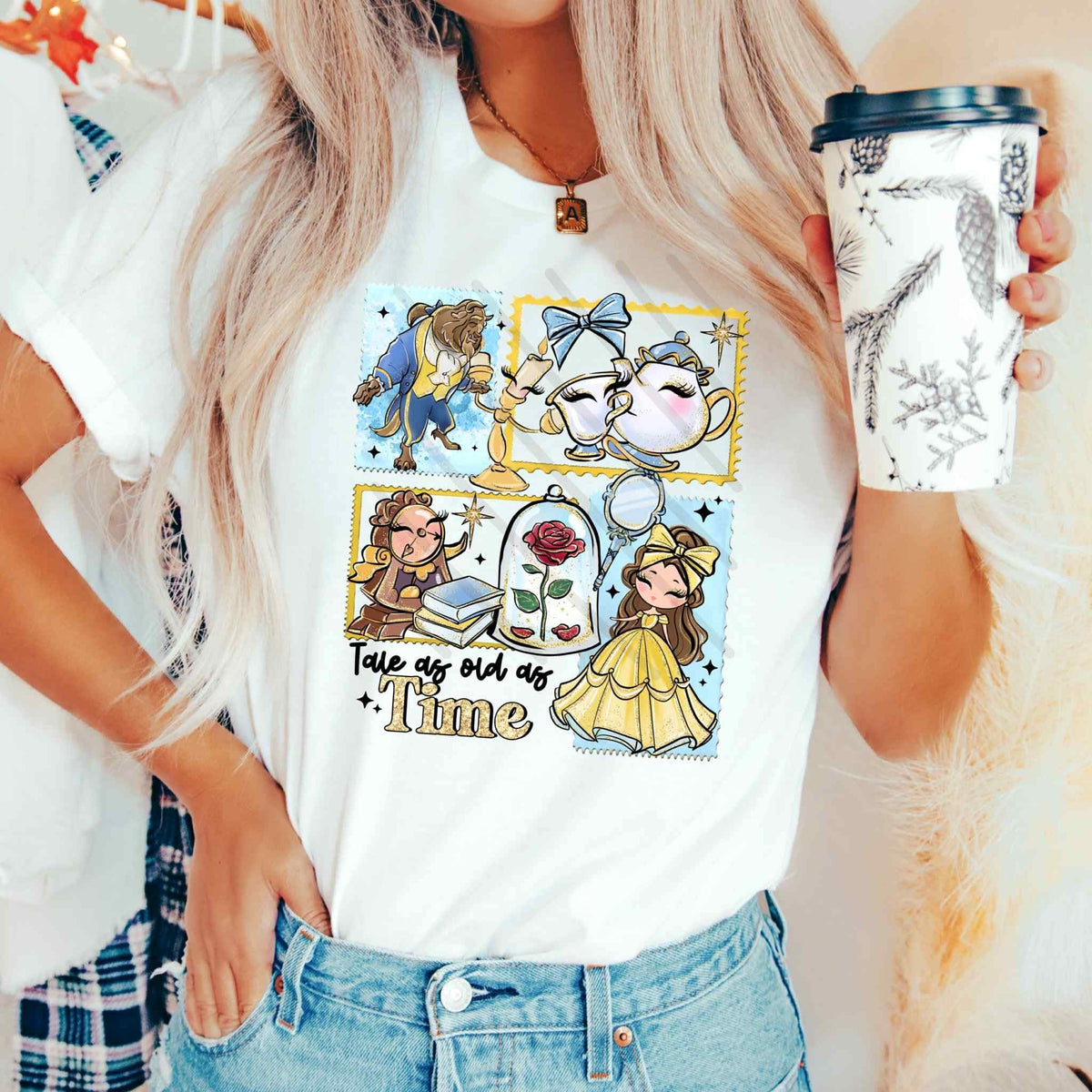 Tale as old as time frame collage DTF transfer