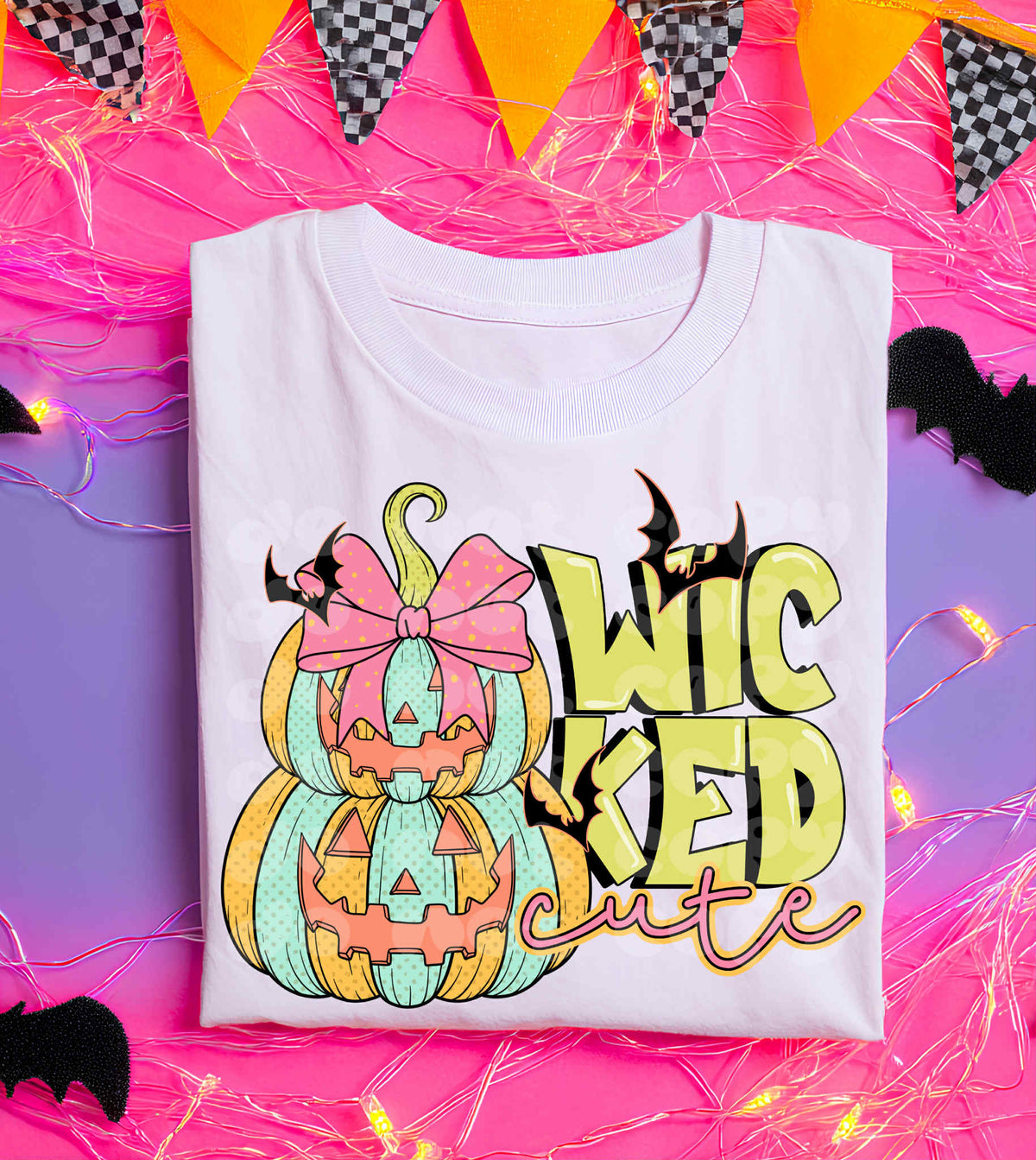 Wicked cute stacked pumpkins C's DTF transfer