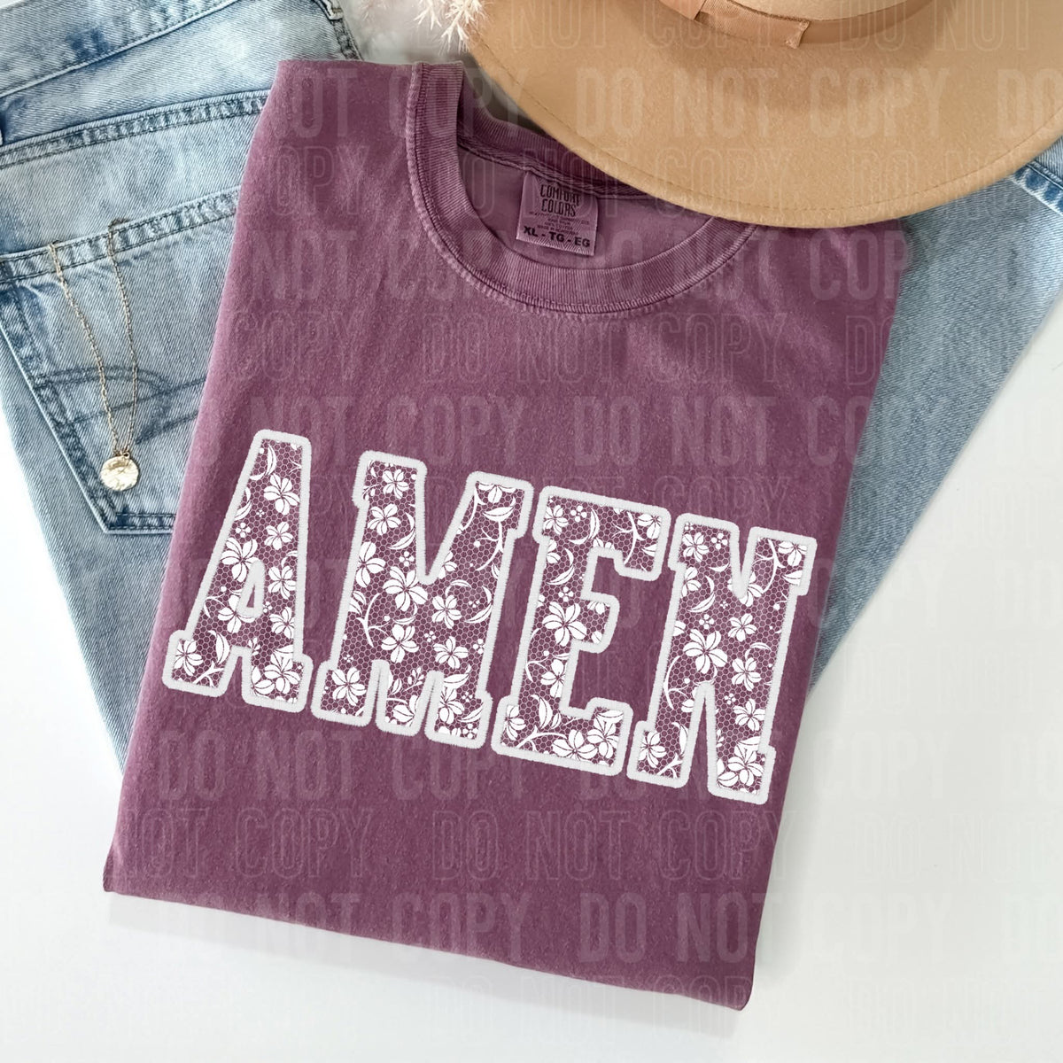 Amen white lace sbb sunday special DTF transfer