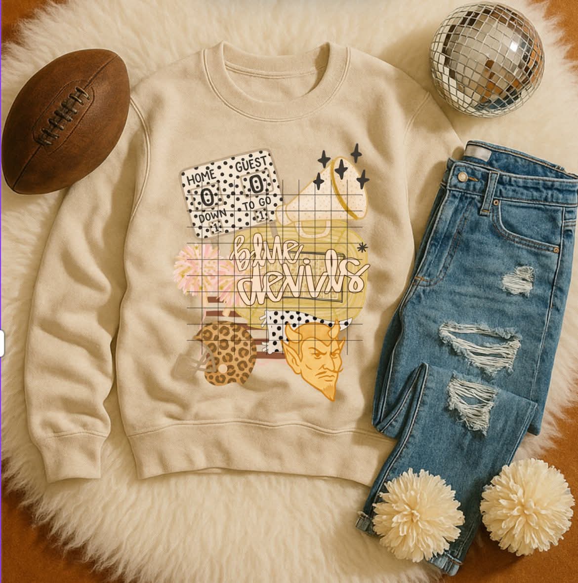 Blue devils beige (City) DTF transfer