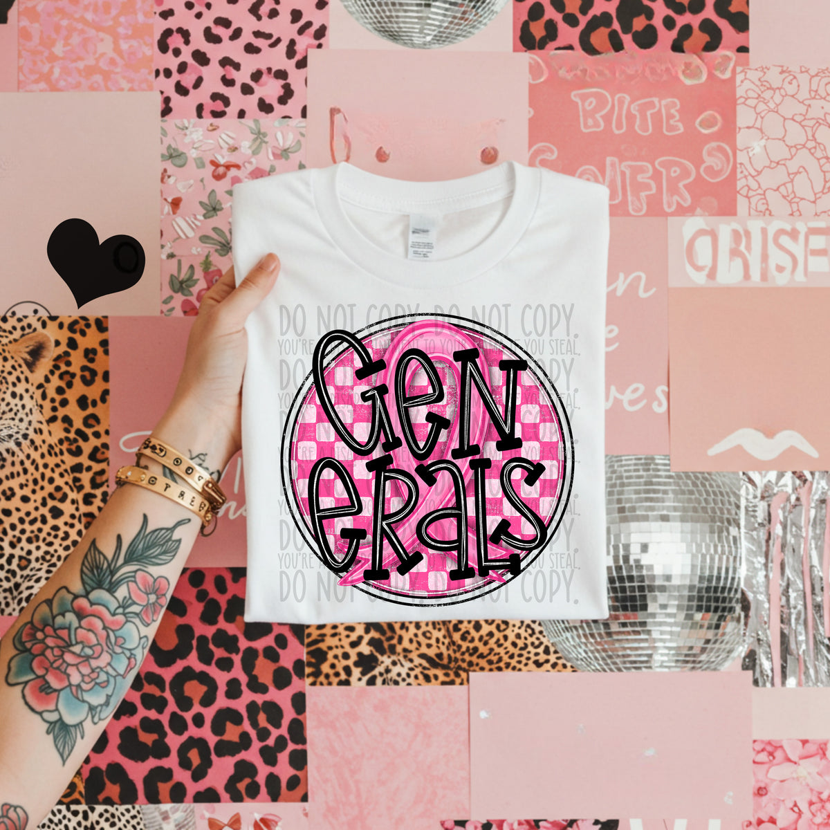 Generals pink checkered SWD DTF transfer