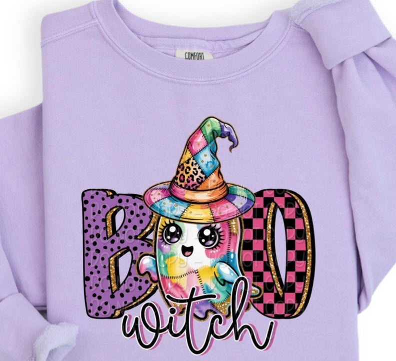 Boo witch colorful ghost with hat digi DTF Transfer