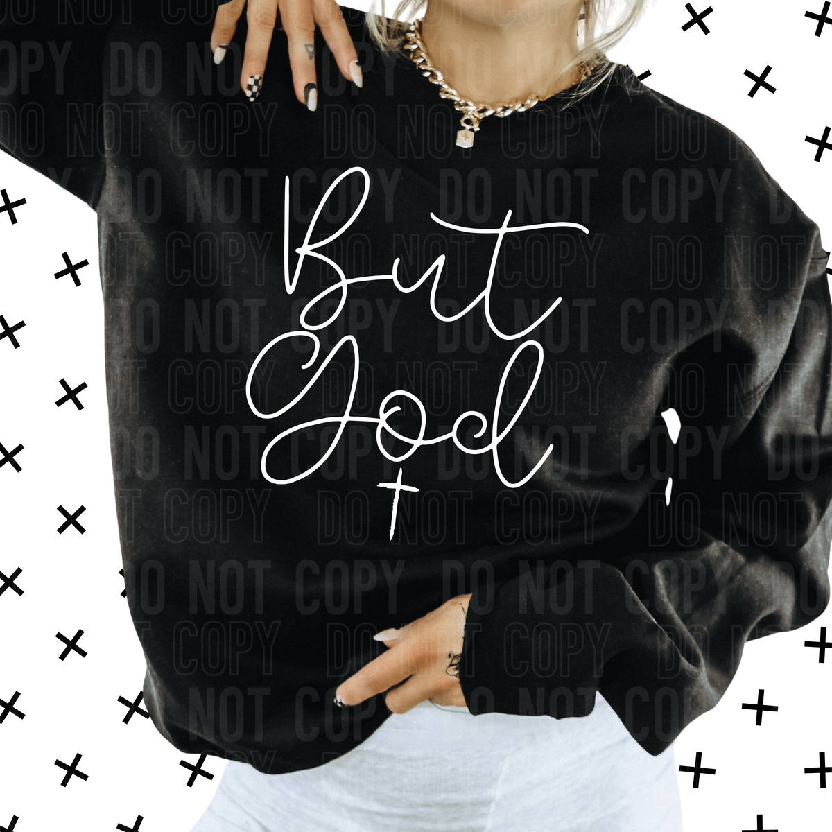 But God white Font DTF transfer