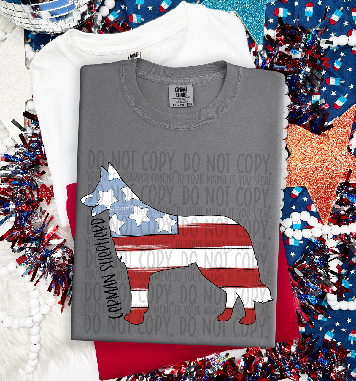 GERMAN SHEPHERD patriotic black font (SWD) DTF transfer