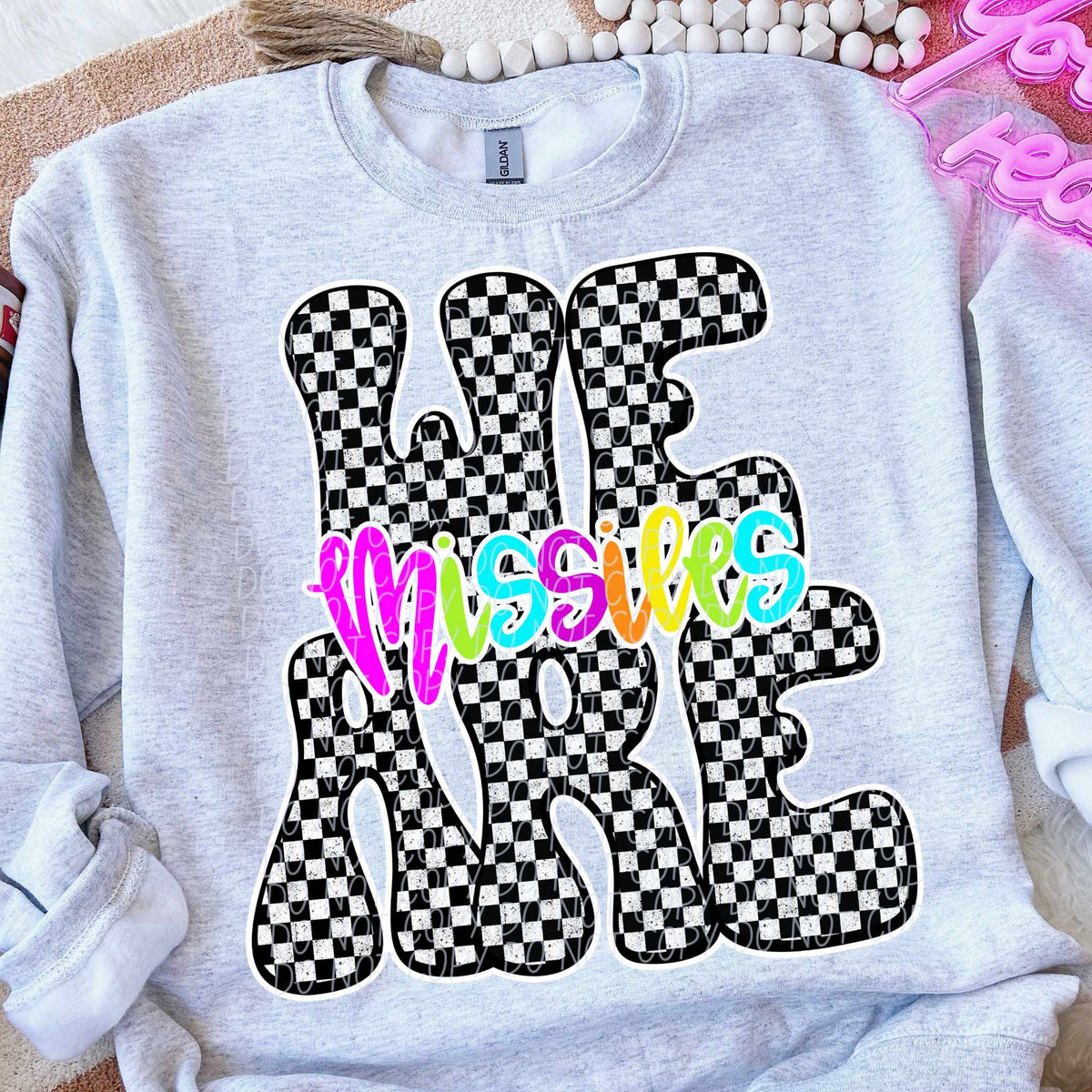 We are Missiles rainbow checkered (City) DTF transfer