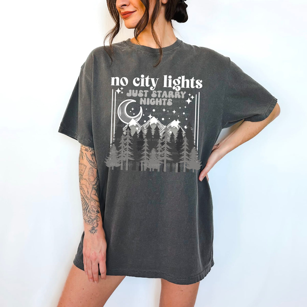 No city lights just starry nights WHITE (CSC) 50238 DTF transfer