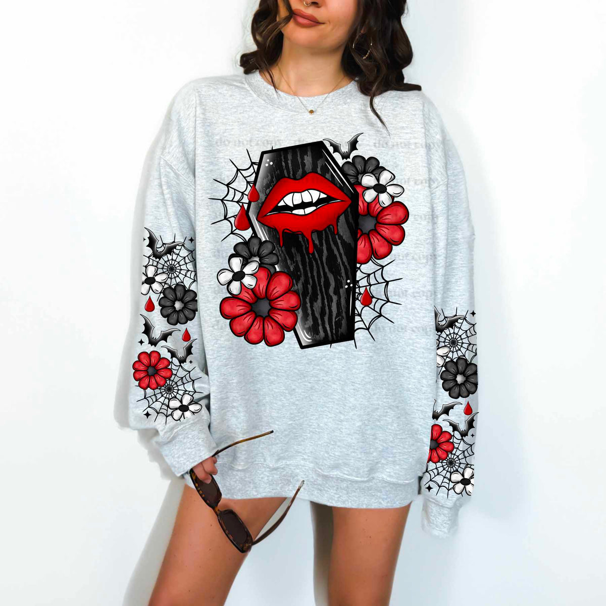 Black casket with lips FRONT ONLY (CSC) 44886 DTF transfer