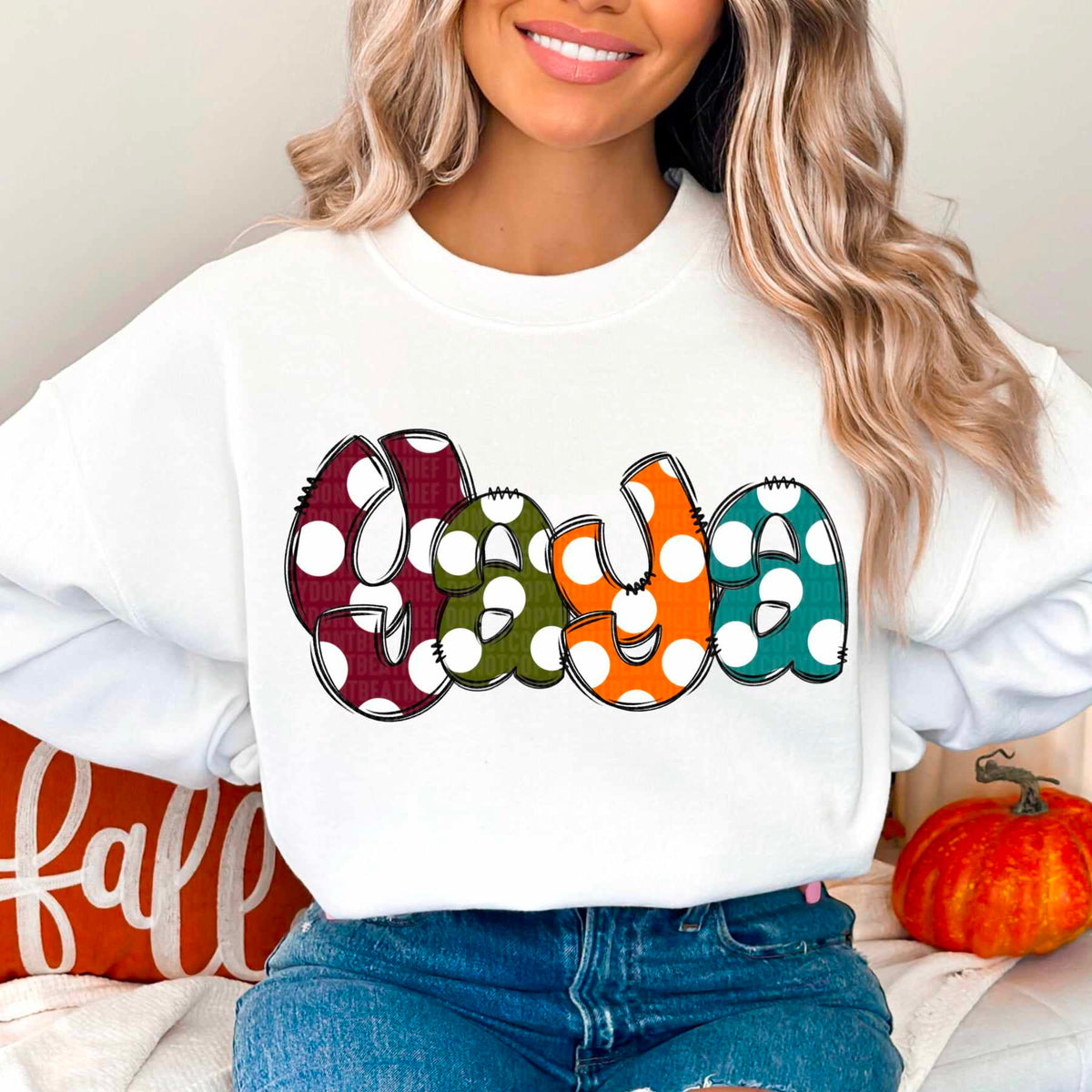 Yaya polka dots fall colors 52078 DTF transfer