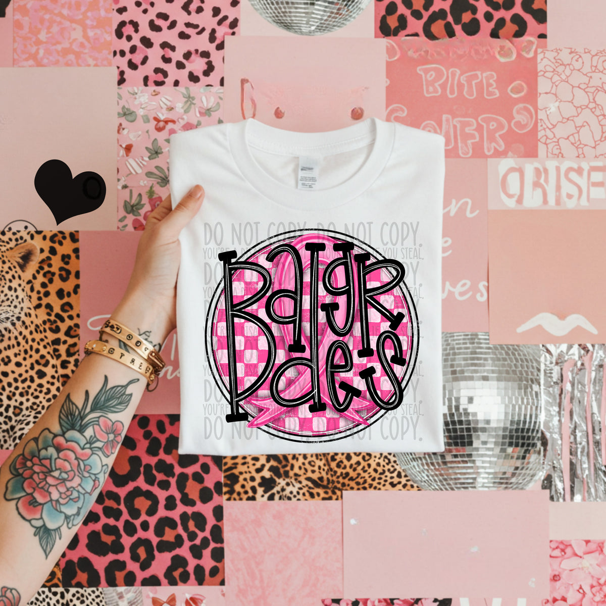 Badgers pink checkered SWD DTF transfer