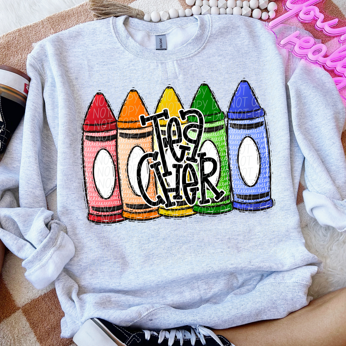 Teacher crayons BOY CITY DTF transfer