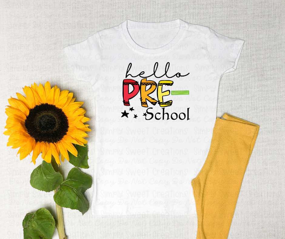 Hello preschool crayon font (VS) 52159 DTF transfer