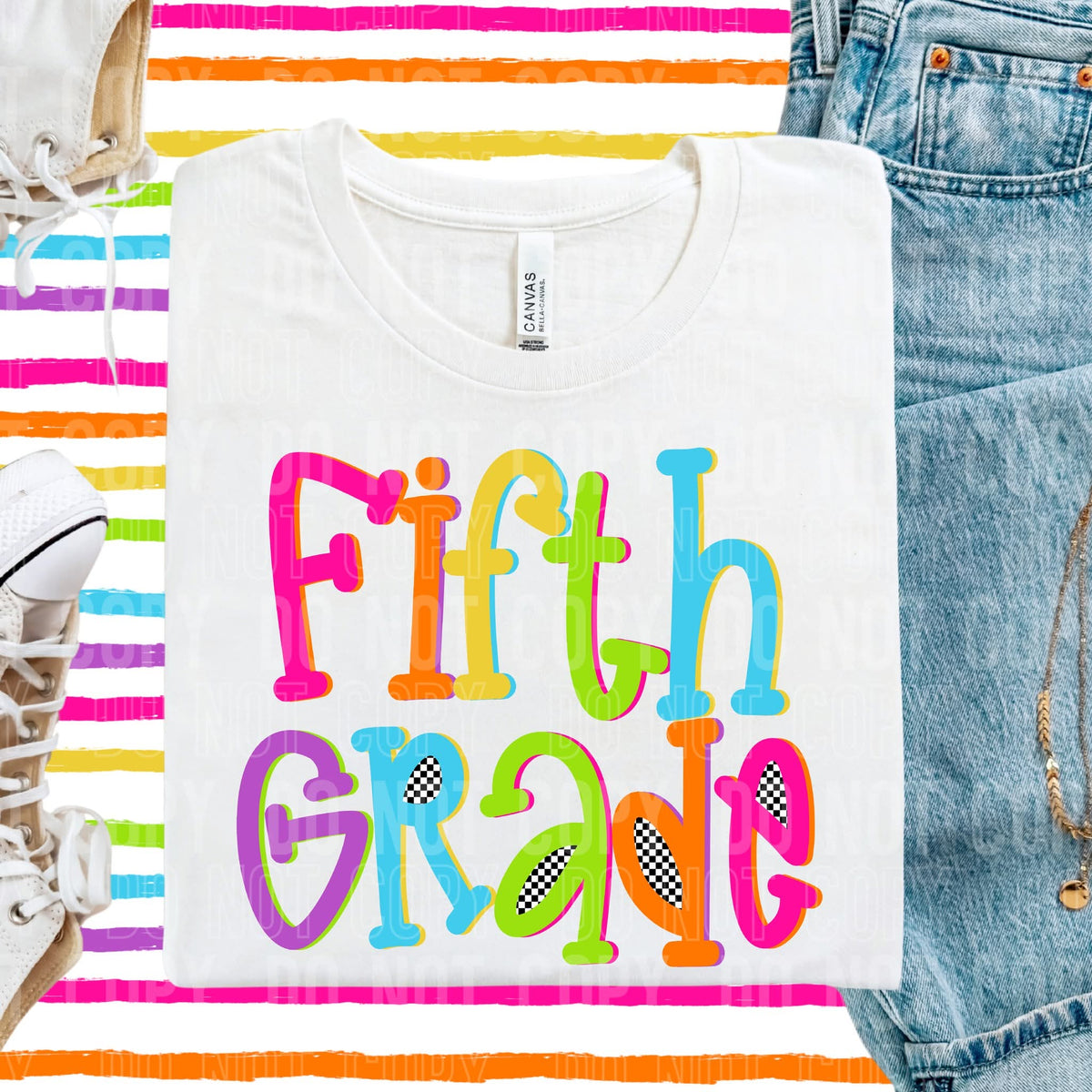 Fifth grade colorful DTF transfer