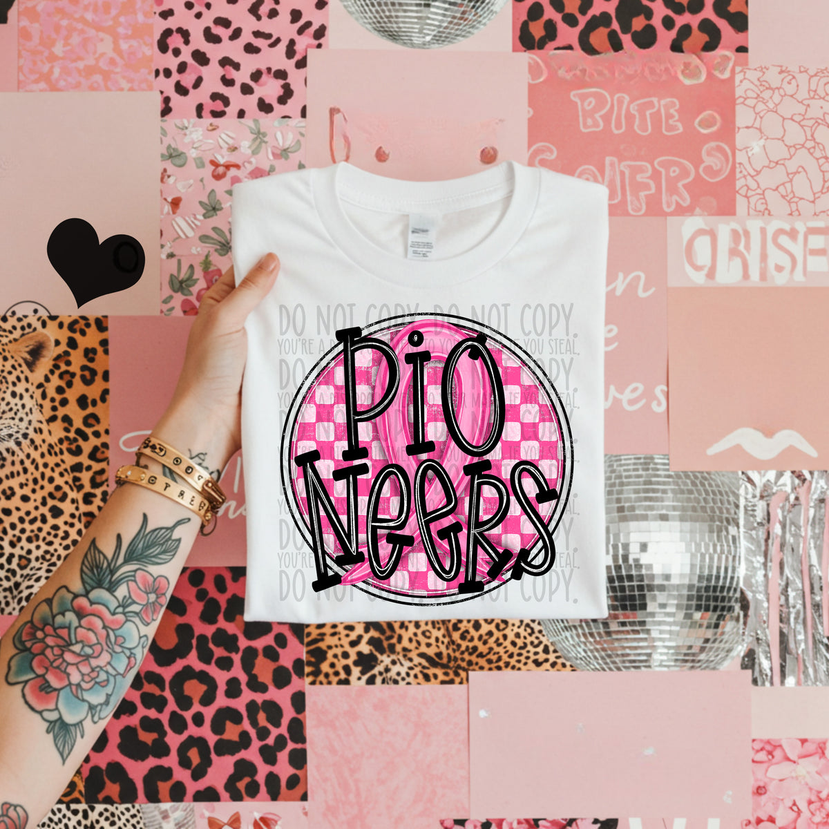 Pioneers pink checkered SWD DTF transfer
