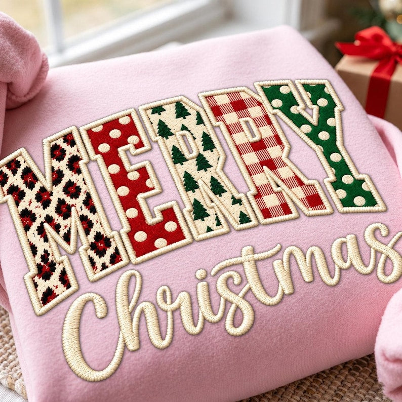 Merry Christmas faux embroidery Sunday Special DTF transfrr