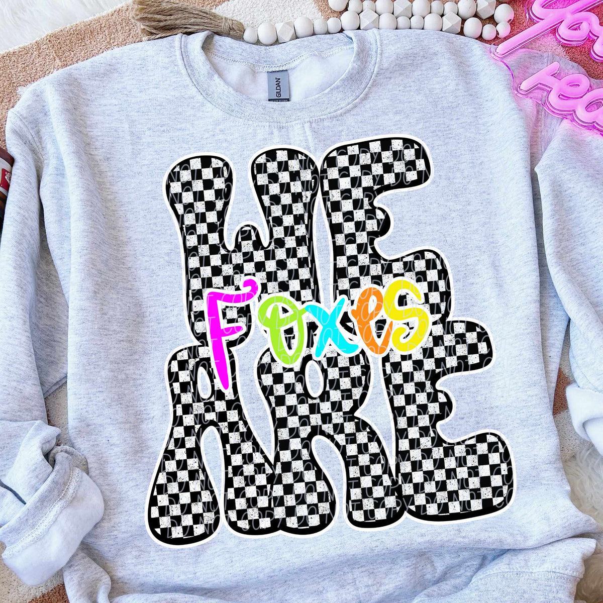 We are Foxes rainbow checkered (City) DTF transfer