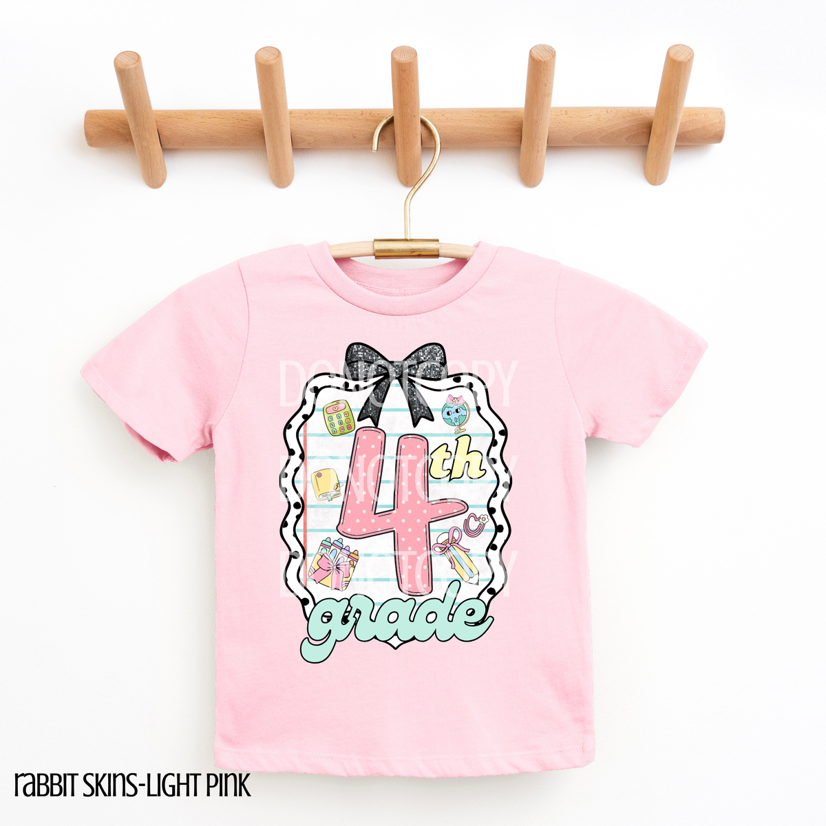 4th grade frame with black bow CSG DTF transfer