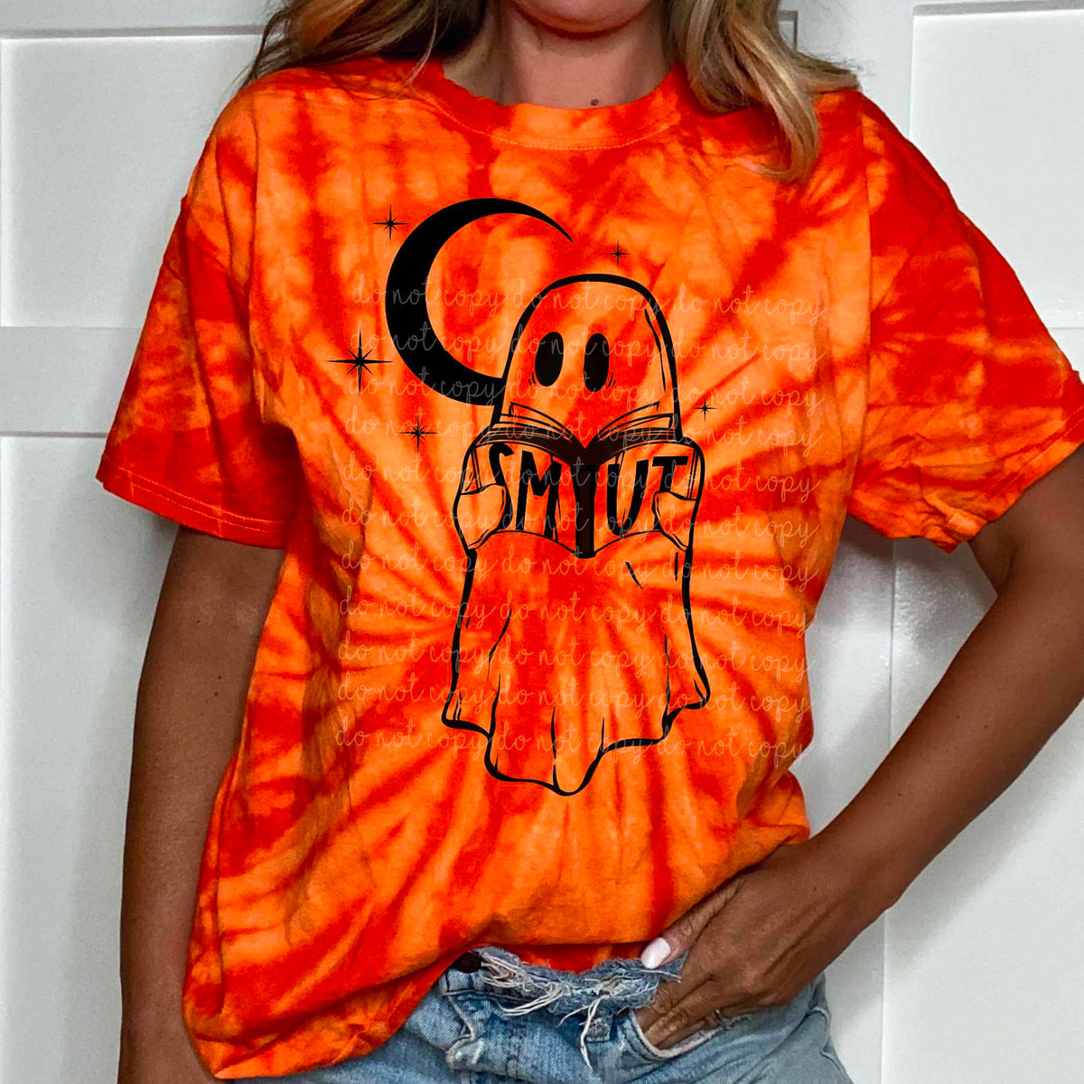 Ghost with smut book black outline (MMD) 44544 DTF transfer