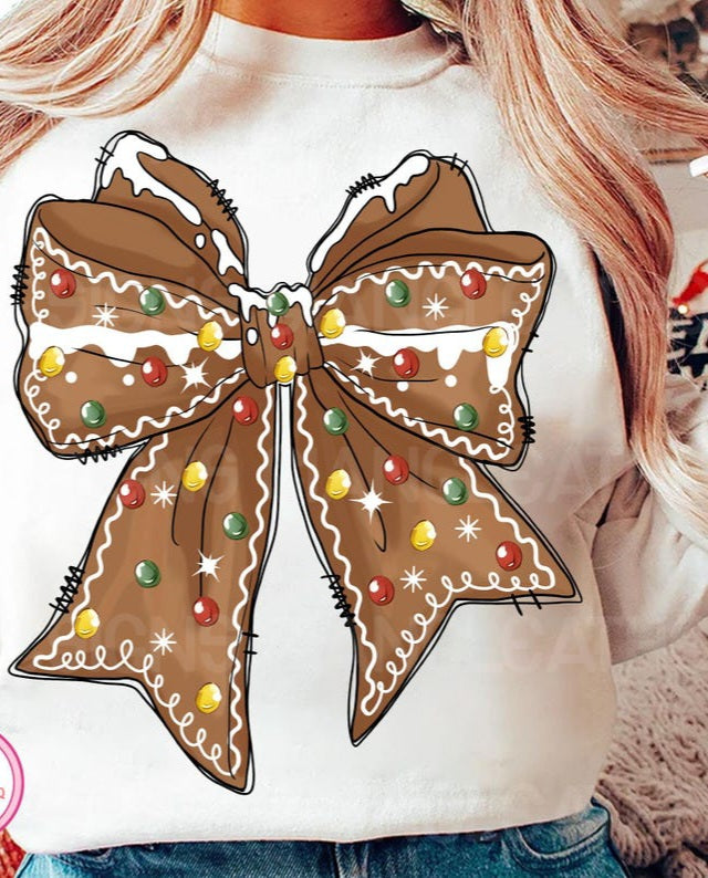 Gingerbread bow 113125 DTF transfer