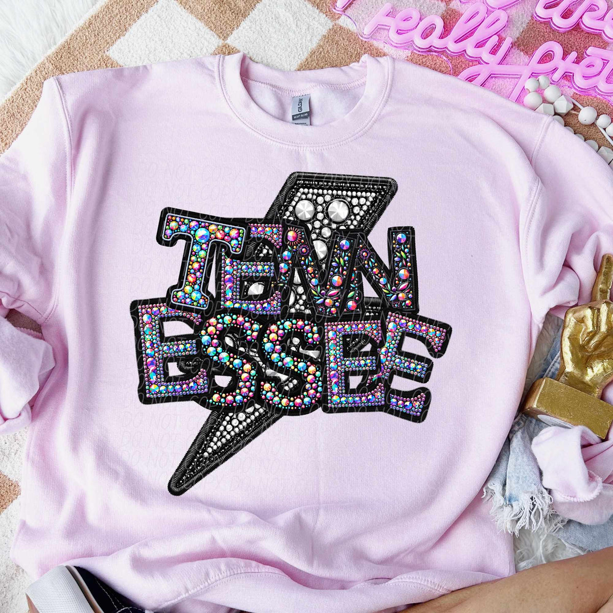 Tennessee rhinestone lightning bolt (CITY) 44090 DTF transfer