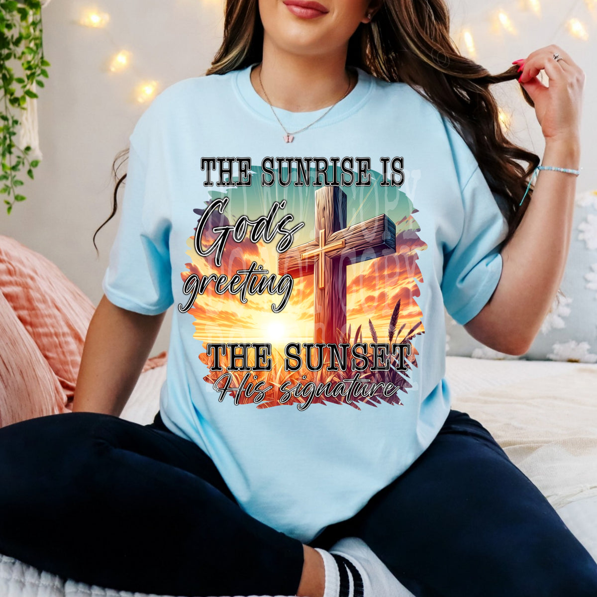 The sunrise is God's greeting DTF transfer