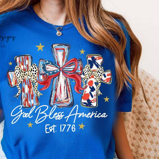 God Bless America cross trio Sunday Special DTF transfer