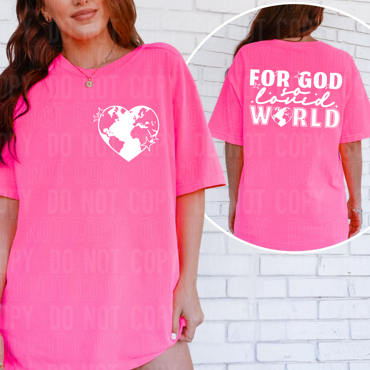 For God so loved world white Font DTF transfer