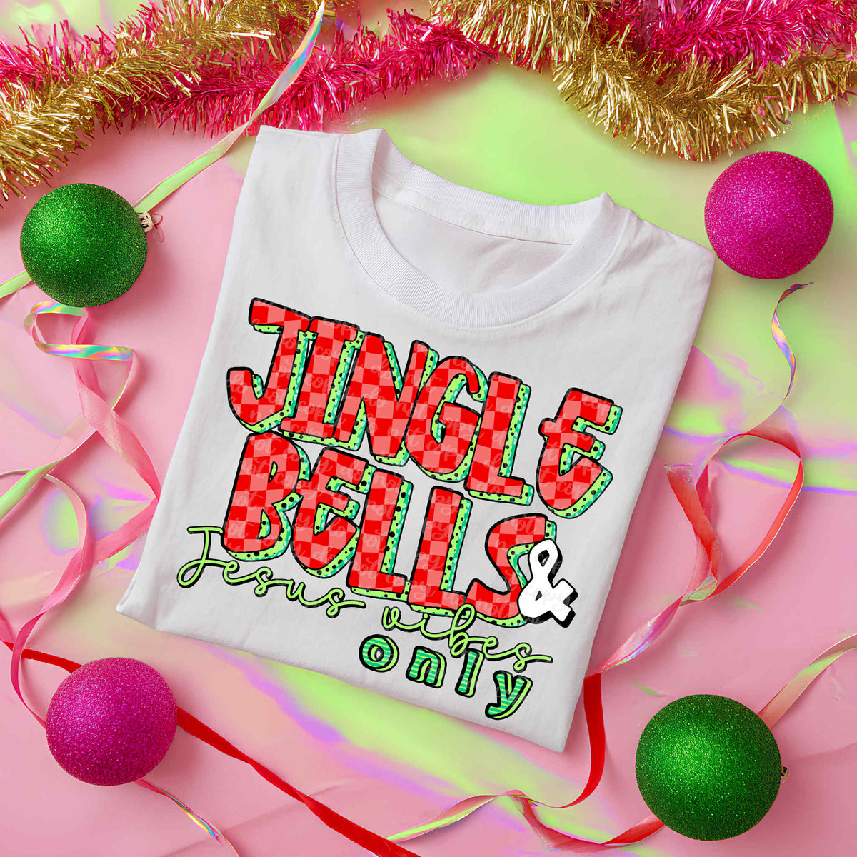 Jingle bells & Jesus vibes only DTF transfer