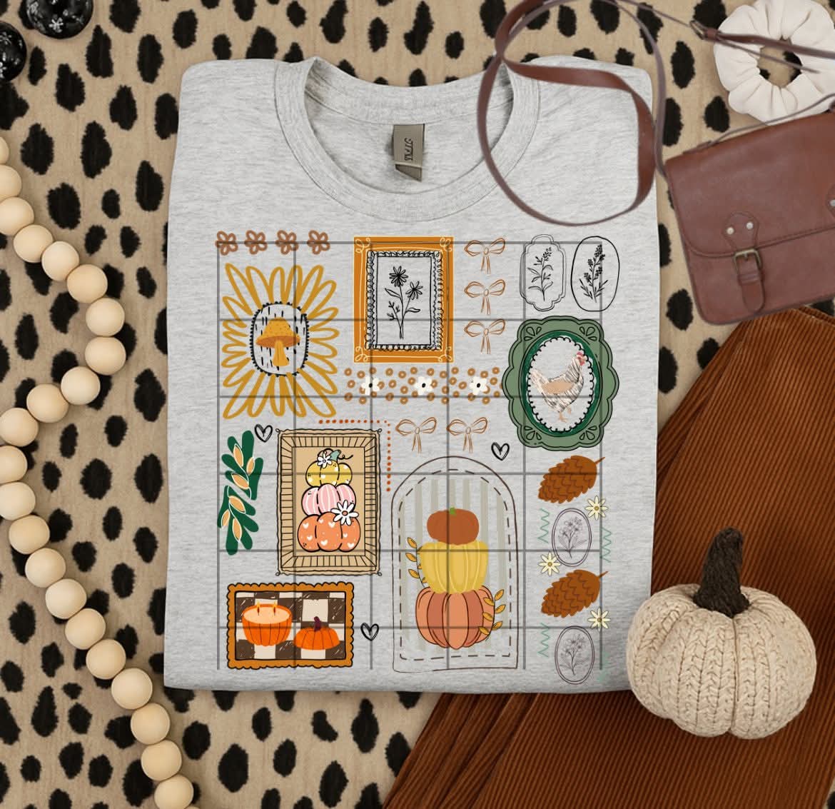 Fall pumpkin grid DTF transfer