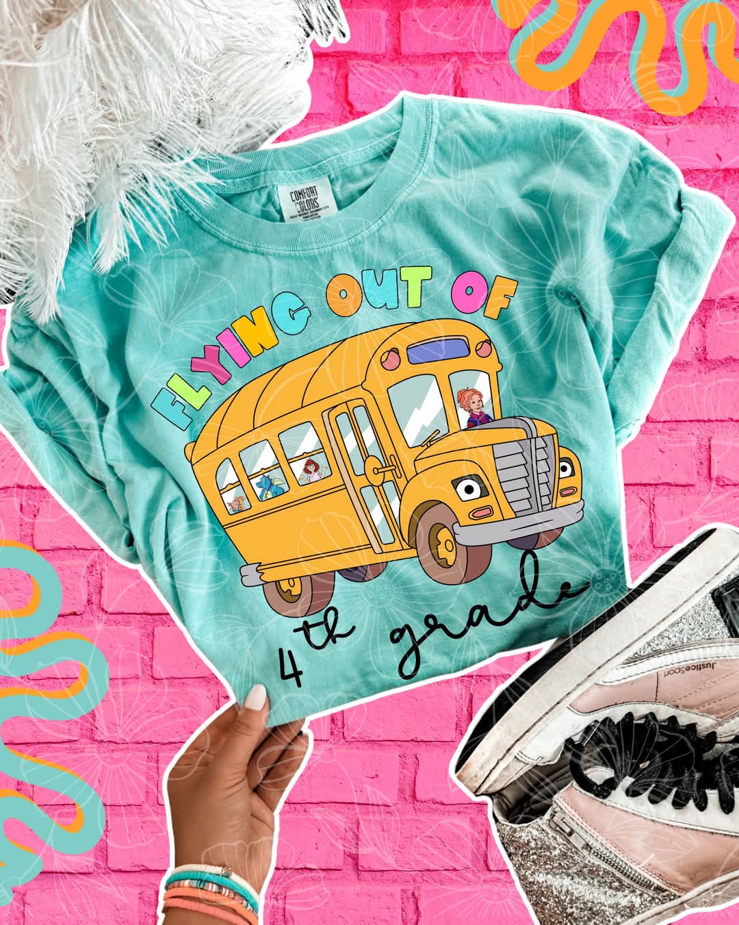 Flying out of 4th grade bus DTF transfer