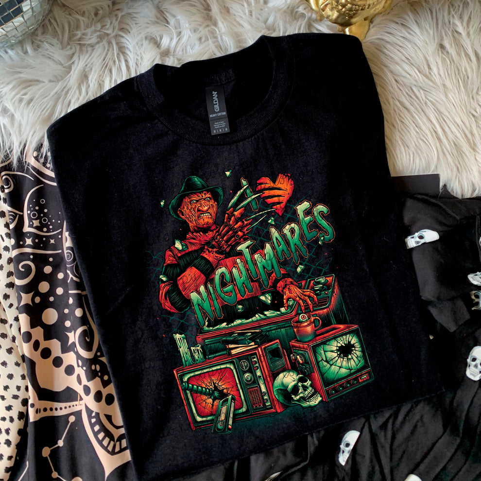 Nightmares tv screens glitchy sunday special DTF transfer