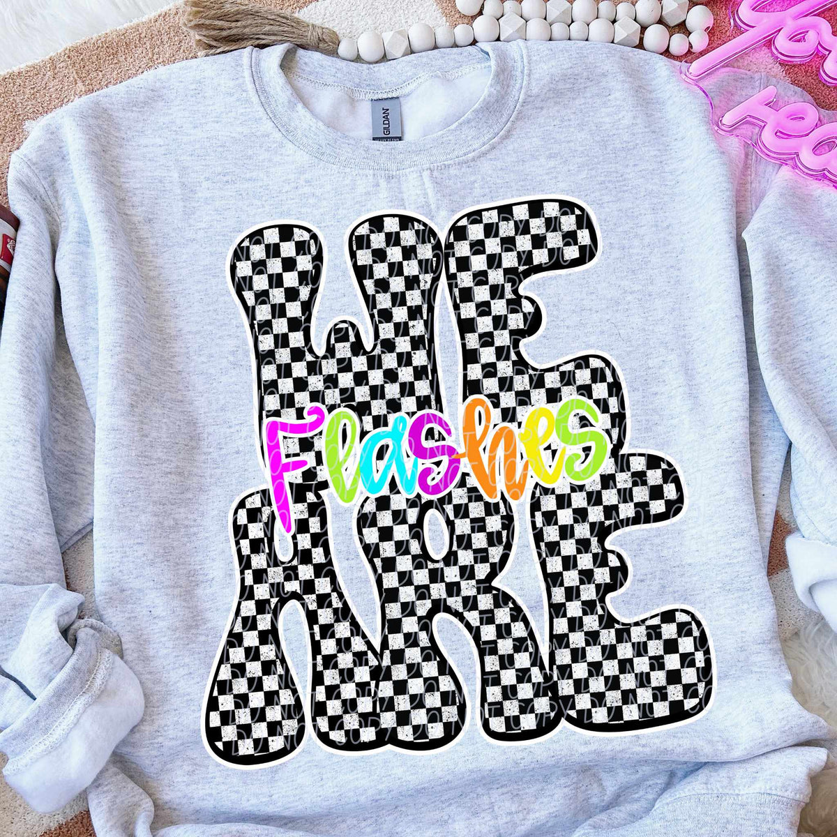 We are Flashes rainbow checkered (City) DTF transfer