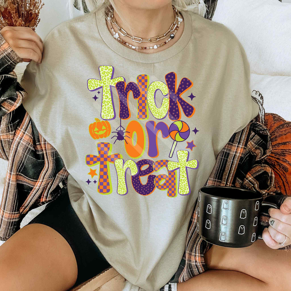 Trick or treat green/orange/purple EXCLUSIVE DTF transfer