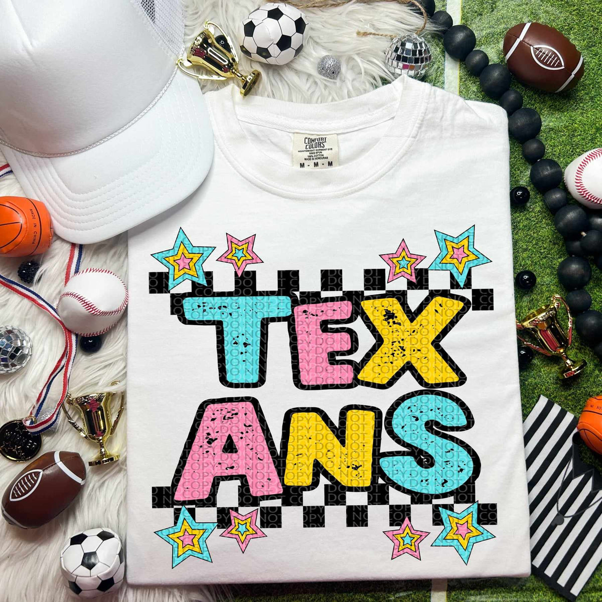 Texans blue yellow pink 44432 DTF transfer