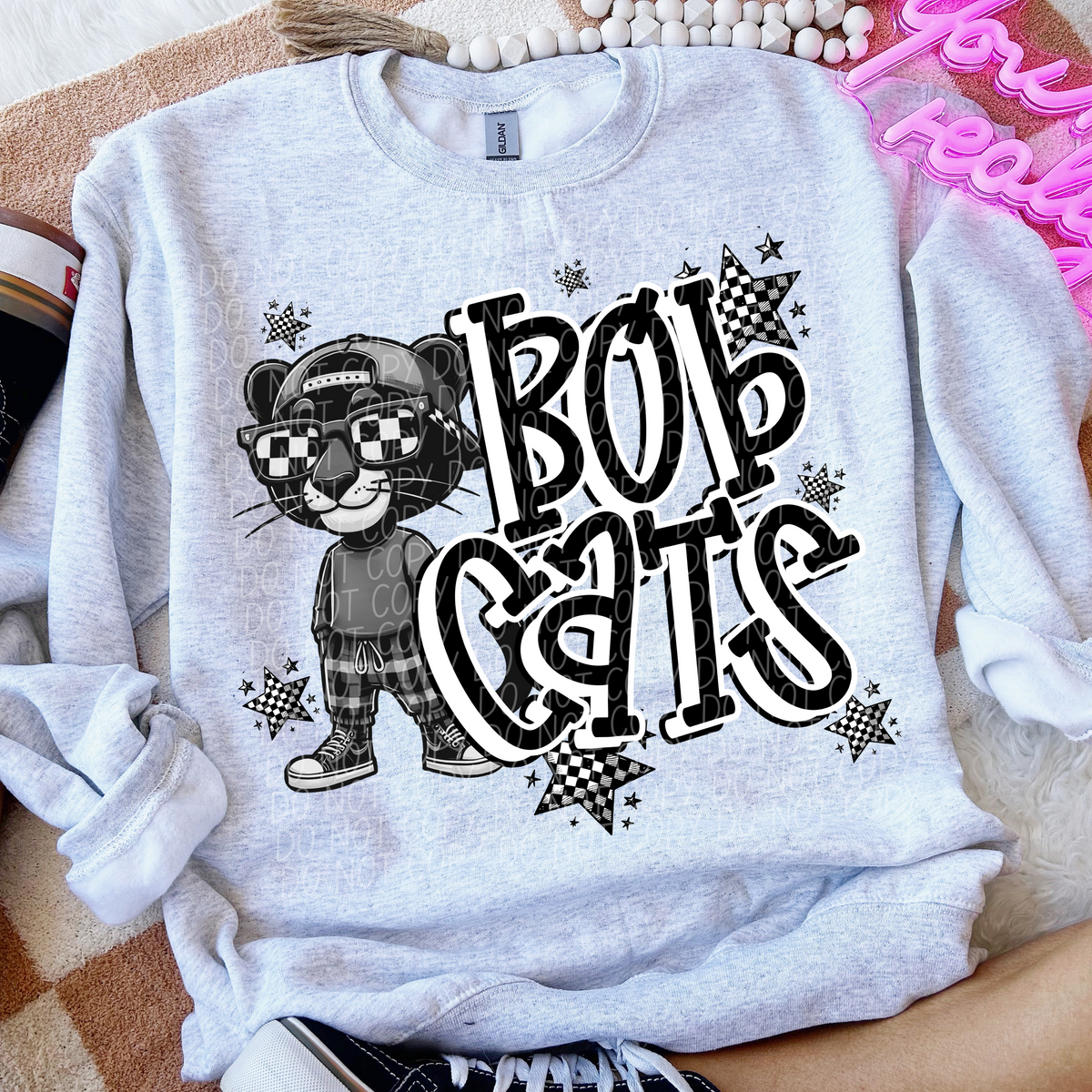 Bobcats cats checkered city DTF transfer