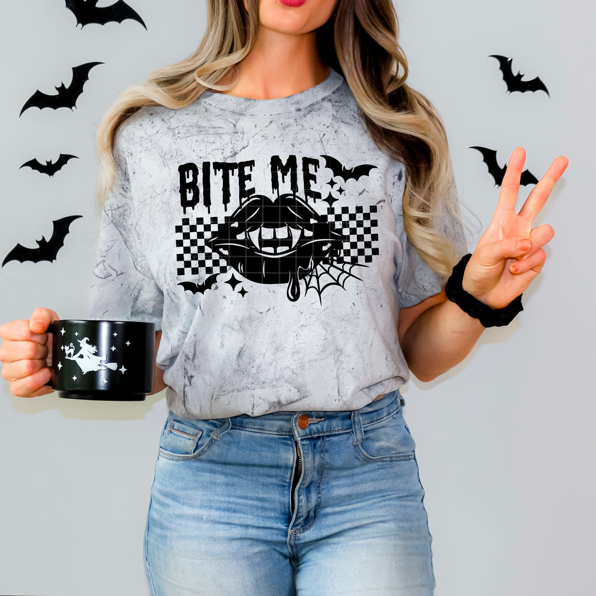 Bite me lips and bats BLACK FONT CSC DTF transfer