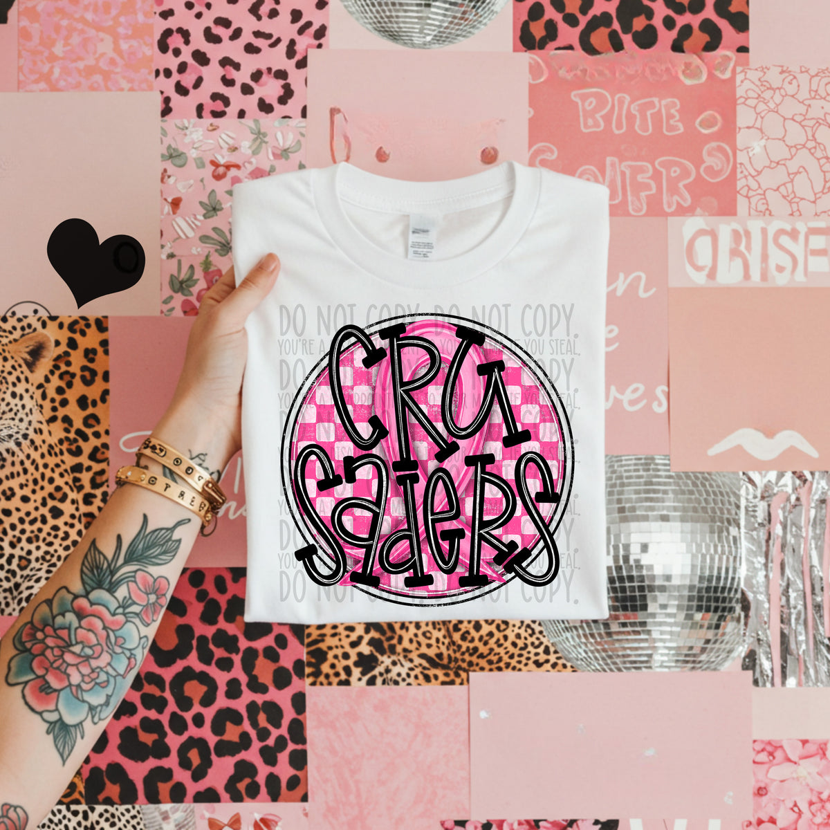 Crusaders pink checkered SWD DTF transfer