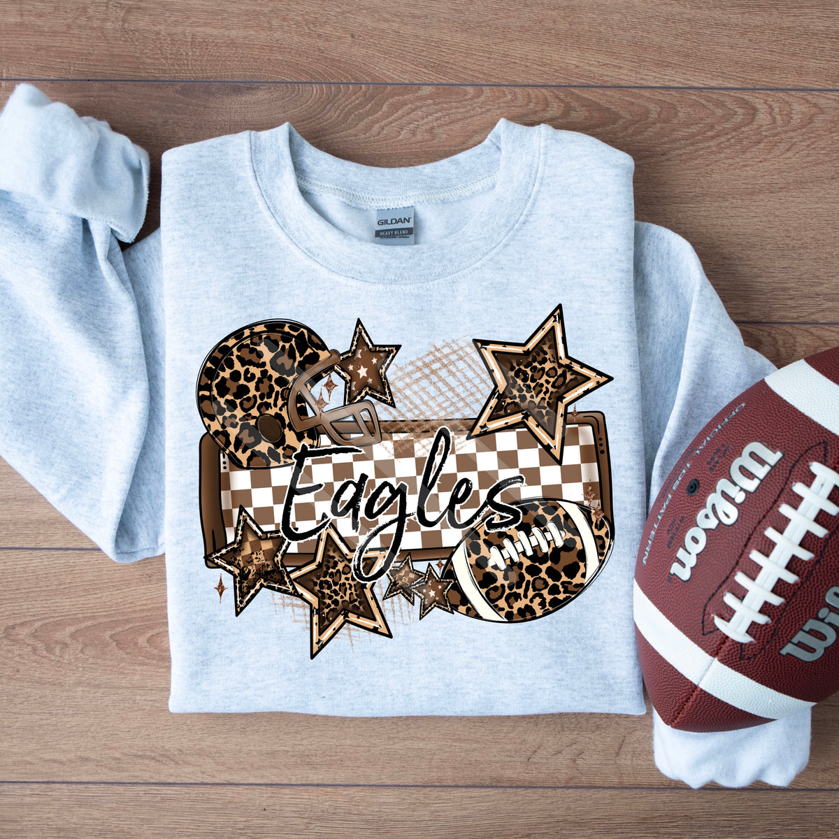 Eagles LEOPARD football frame and stars DTF transfer