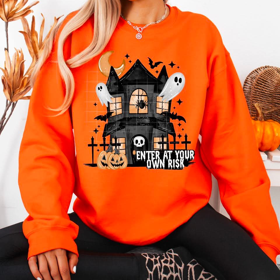 Enter at your own risk haunted house CSC DTF transfer