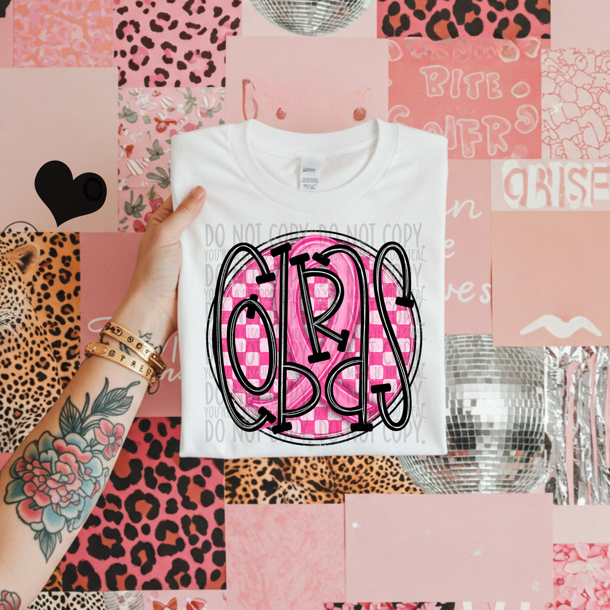 Cobras pink checkered SWD DTF transfer