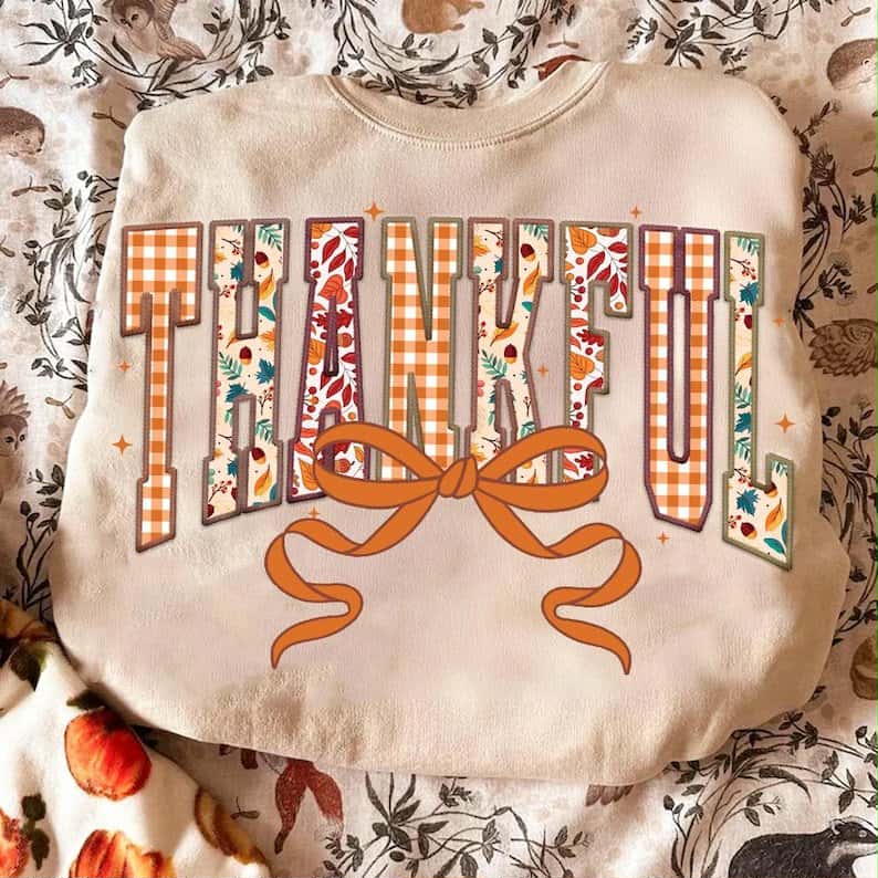 Thankful orange bow 109983 DTF transfer