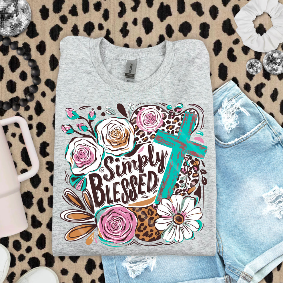 Simply blessed teal cross Sunday Special 110866 DTF transfer